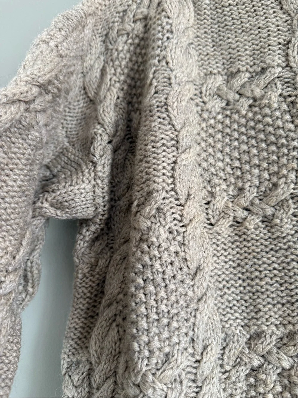 Embassy Row 100% Wool Vintage Cable Knit Fisherman Sweater Oatmeal Size M unisex